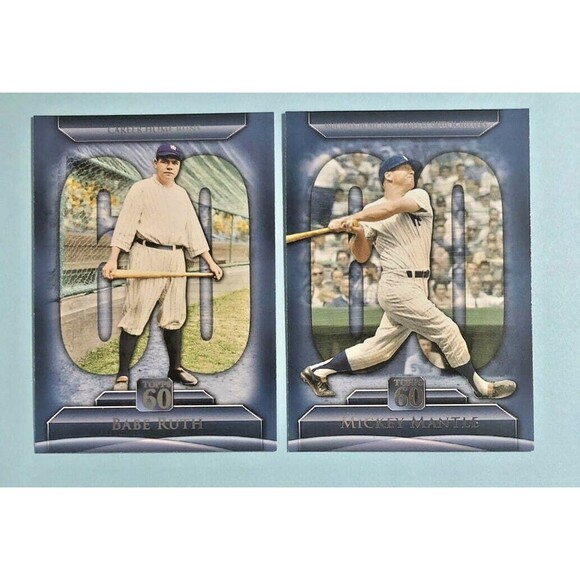 2011 Topps 60th NY Yankees ,Babe Ruth #T603 & Mickey Mantle #T60-7 Commemorative - Picture 1 of 2